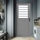 Porta De Aluminio Com Postigo 210x85cm Laminada Abertura Dire