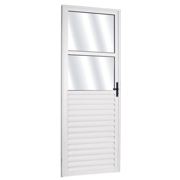 Porta De Alumínio Com Vidro Liso Sólida Mgm 210 X 90cm
