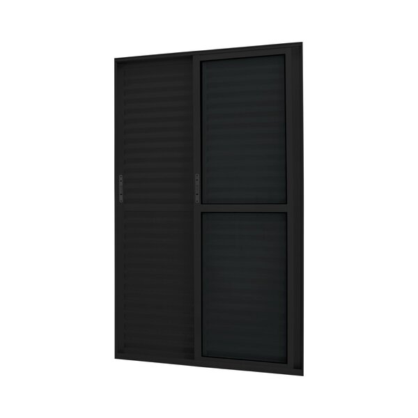 Porta De Alumínio Correr 210x150cm 3 Folhas Atlântica Preto