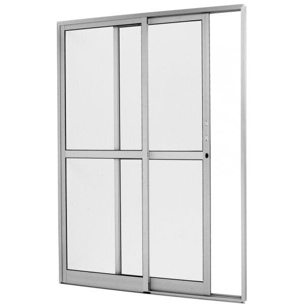 Porta De Alumínio De Correr 210x120cm Com 2 Folhas 1 Fixa Com