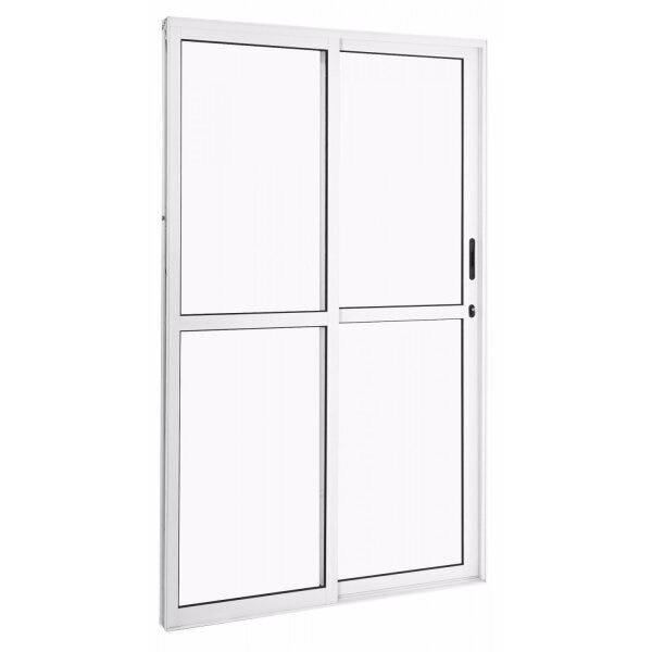 Porta De Alumínio De Correr 210x140cm Com 2 Folhas 1 Fixa Com