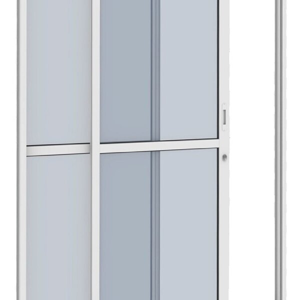 Porta De Alumínio De Correr 210x150cm 2 Folhas Com Travessa E