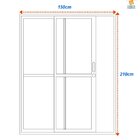 Porta De Alumínio De Correr 210x150cm 2 Folhas Com Travessa E