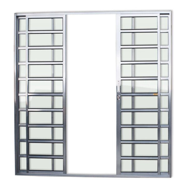 Porta De Alumínio De Correr 210x240cm 4 Folhas Com Travessa E