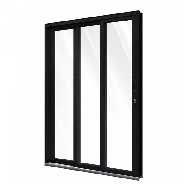 Porta De Alumínio De Correr 215x150cm 3 Folhas Com Vidro Liso