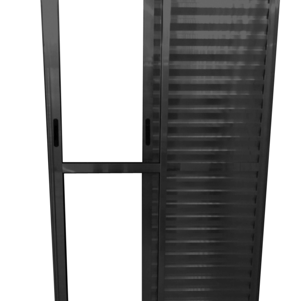 Porta De Alumínio De Correr Balcão 3 Folhas Preta Linha 25 Co