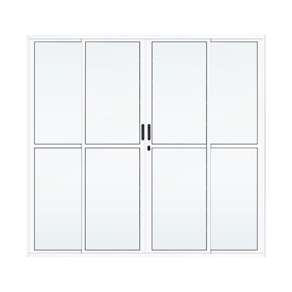 Porta de Alumínio de Correr Abertura Central 4 Folhas Branca 210x200cm Slim Líder