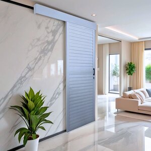 Porta De Alumínio De Correr Sobrepor 215x80cm Laminada Reversil