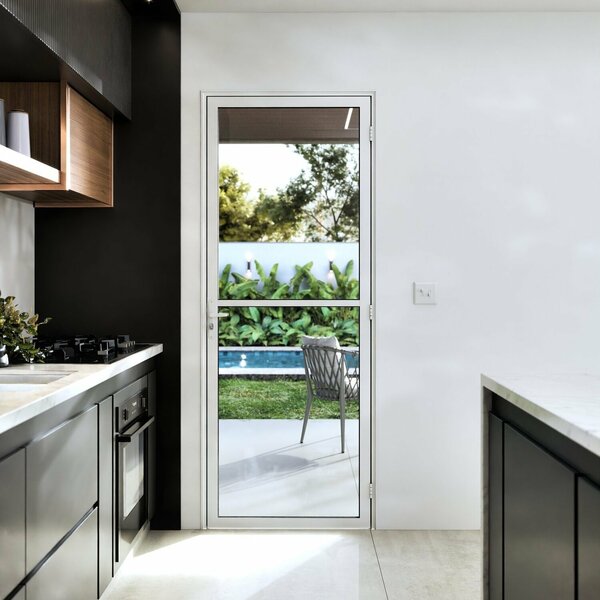 Porta De Alumínio De Giro De Vidro Com Travessa 215x85cm Luca