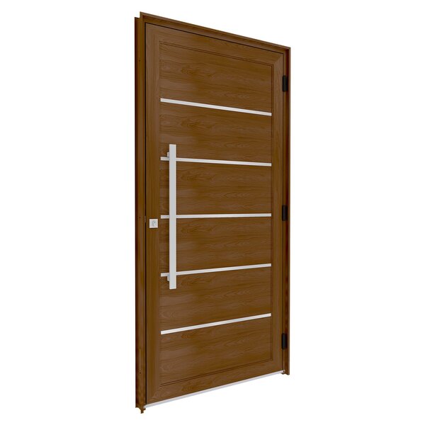 Porta De Alumínio De Giro Lambri Com Friso Puxador De 80cm Em