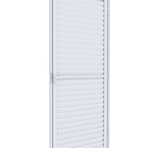 Porta De Alumínio De Giro Laminada Ventilada 215x95cm Lucasa