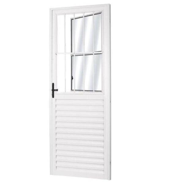 Porta De Alumínio Fit Social Branca Direita - 210x80