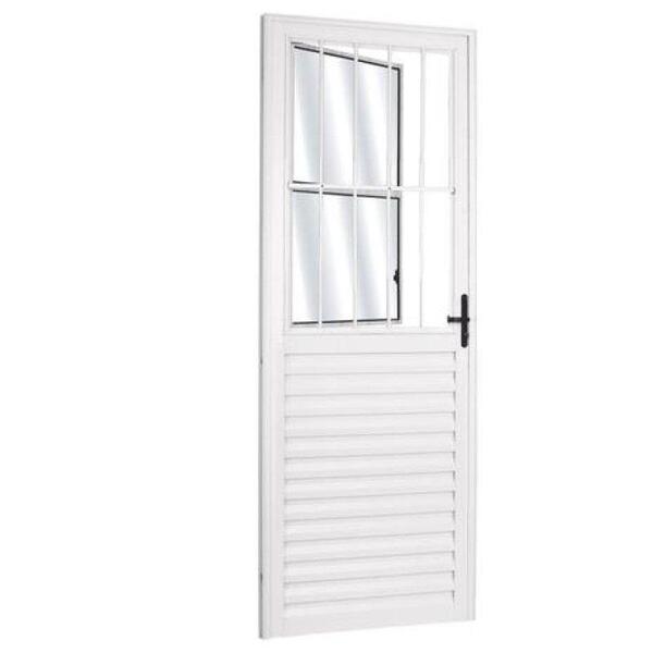 Porta De Alumínio Fit Social Branca Esquerda- 210x80