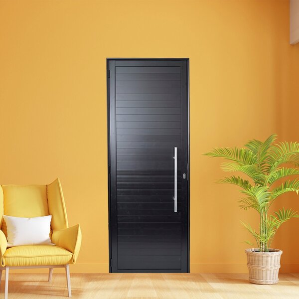 Porta De Aluminio Lambri 210x100cm Com Puxador Linha Premium