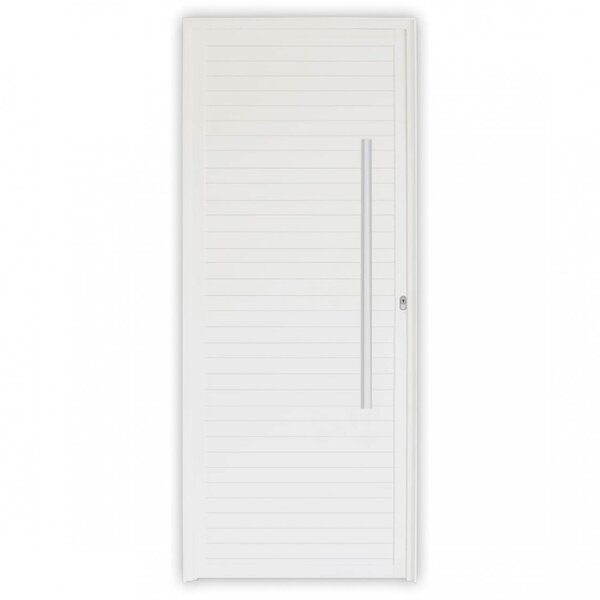 Porta De Alumínio Lambri 210x80cm Com Fechadura Rolete E Puxa