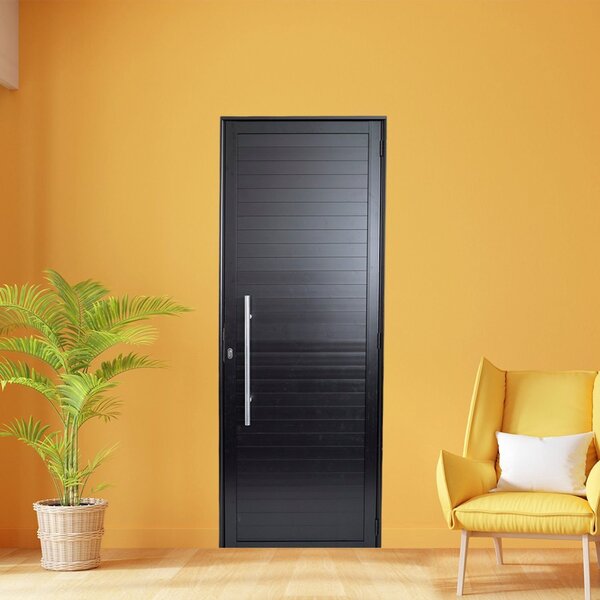 Porta De Aluminio Lambri 210x90cm Com Puxador Linha Premium Lux