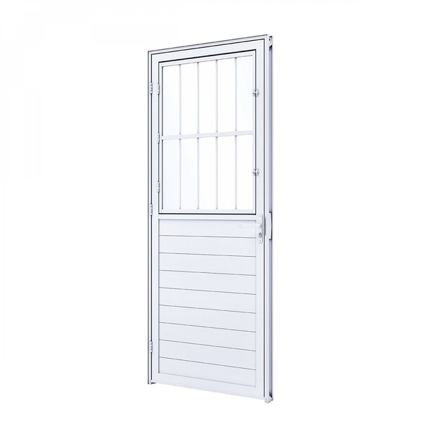 Porta De Alumínio Lambri 215x85cm Com Postico E Vidro Liso Lu