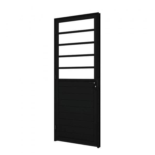 Porta De Alumínio Lambri 215x85cm Com Travessa E Vidro Mini B