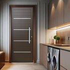 Porta De Aluminio Lambri Social 210x95cm Com Friso E Puxador