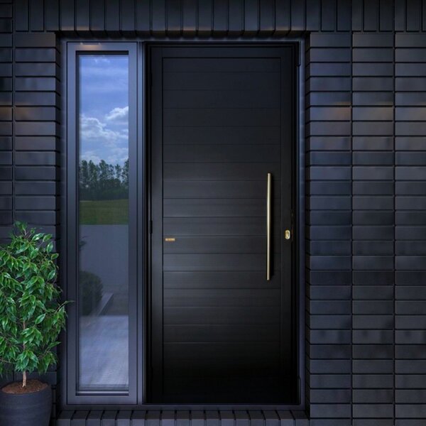 Porta De Aluminio Lambril 210x100cm Com Puxador Super Brimak