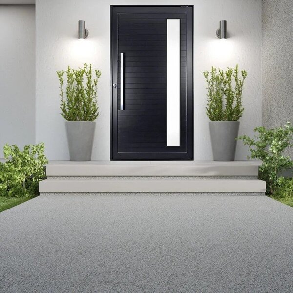 Porta De Aluminio Lambril 210x100cm Com Puxador Topsul Abertu