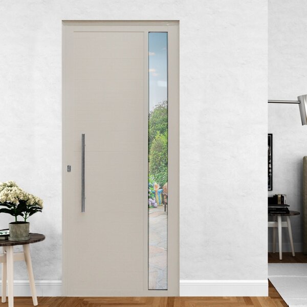 Porta De Alumínio Lambril 210x100cm Visor E Puxador Hale Esqu