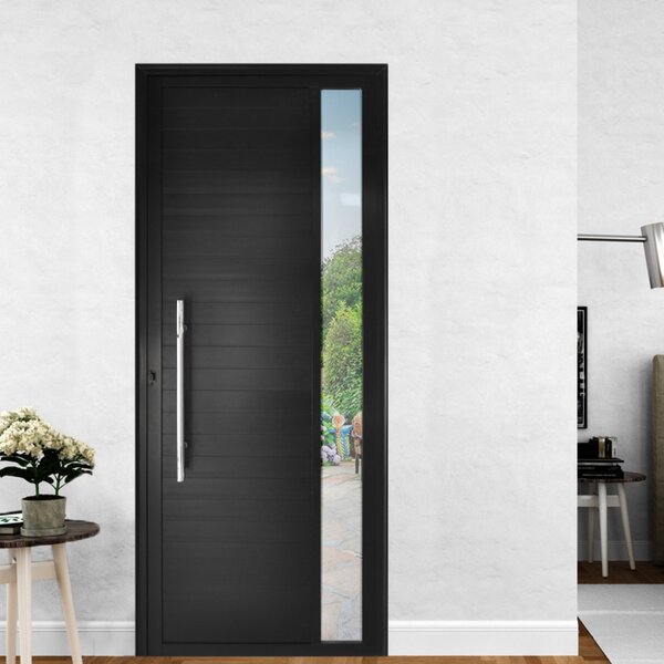 Porta De Alumínio Lambril 210x100cm Visor E Puxador Hale Esqu