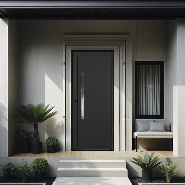 Porta De Aluminio Lambril 210x80cm Com Puxador Project Abertu