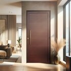 Porta De Aluminio Lambril 210x90cm Com Puxador Super Marrom C