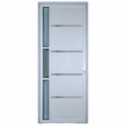 Porta De Aluminio Lambril Branco Com Maçaneta, Vidro E Friso