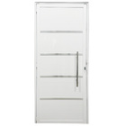 Porta De Alumínio Lambril Branco Com Puxador E Friso Linha 25