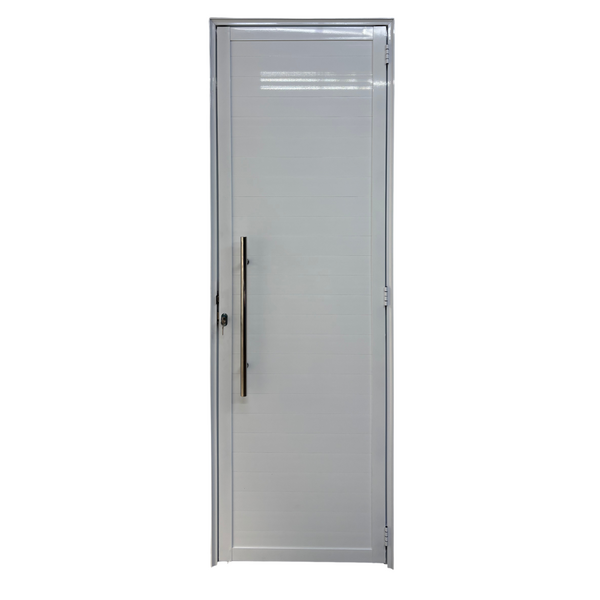 Porta De Aluminio Lambril Branco Com Puxador Linha 25 - 210x8