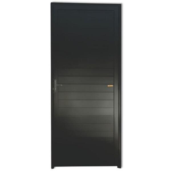 Porta De Alumínio Lambril Com Fechadura Preto Direita - 210x1