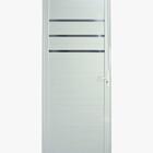 Porta De Alumínio Lambril Friso Branca Com Fechadura Esquerda