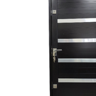 Porta De Alumínio Lambril Preto Com Maçaneta E Friso 2 Fechad