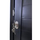 Porta De Alumínio Lambril Preto Com Puxador E Friso Linha 25