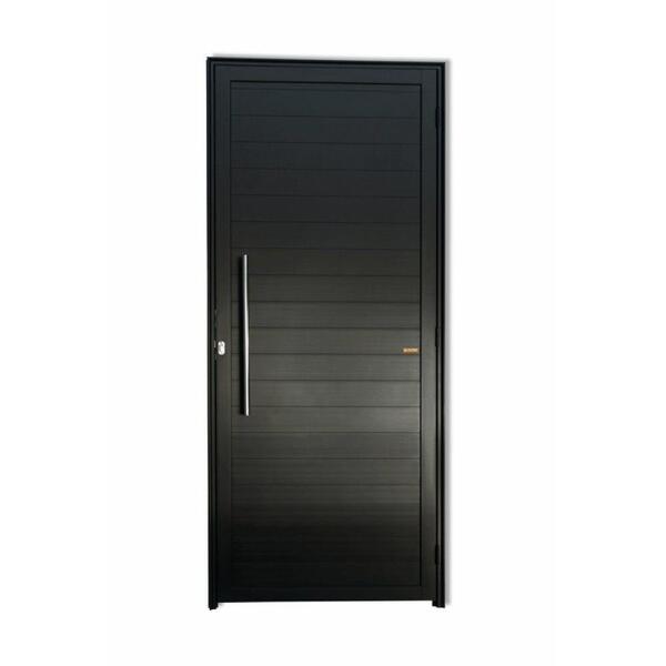 Porta De Alumínio Lambril Preto Direita - 210x80