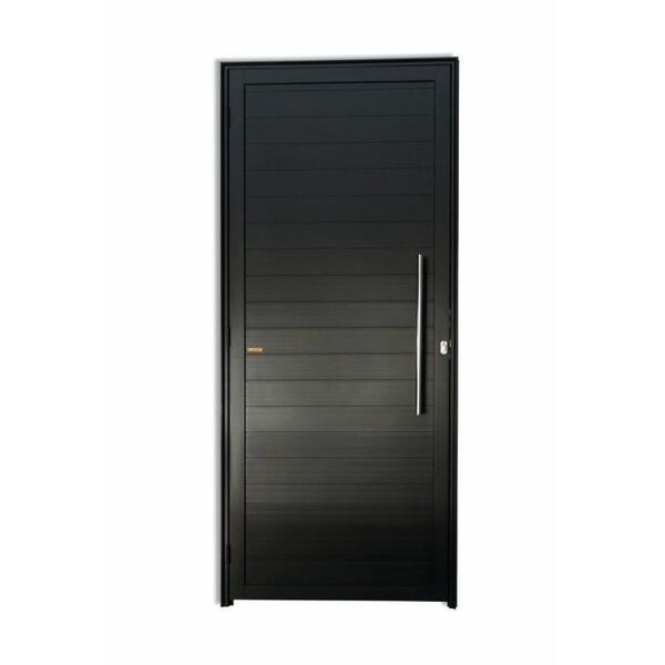 Porta De Alumínio Lambril Preto Esquerda - 210x70