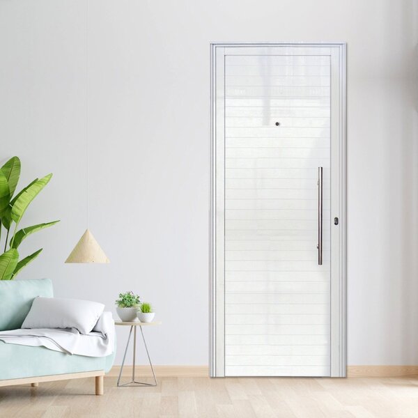 Porta De Alumínio Lambril Puxador 210x90cm Lado Esquerdo 25 P