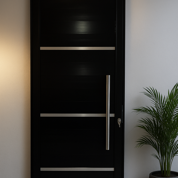 Porta de Alumínio Lambril Simples 2,10x 0,70 S/ Vidro - Preto