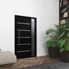 Porta De Alumínio Lambril Solara Preta Com Visor E Puxador 80