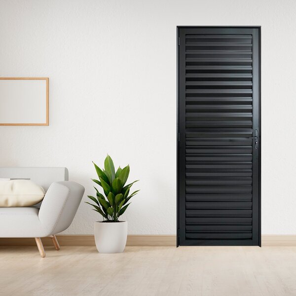 Porta De Aluminio Palheta 210x60cm Linha Plus Lux-esquadrias