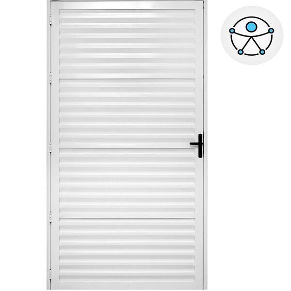 Porta De Alumínio Palheta Branca Max Acess Direita 210x110
