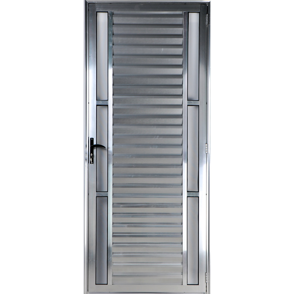 Porta De Alumínio Palheta Com Visor Duplo 2,10 X 0,70 Direita