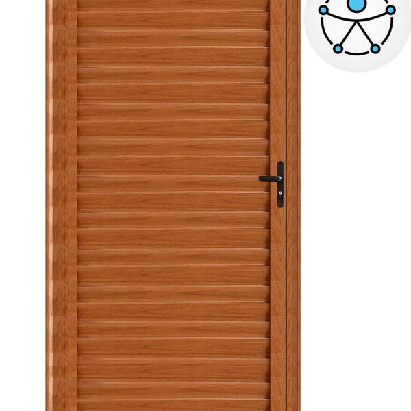 Porta De Alumínio Palheta Madeiro Max Acess Esquerda 210x100