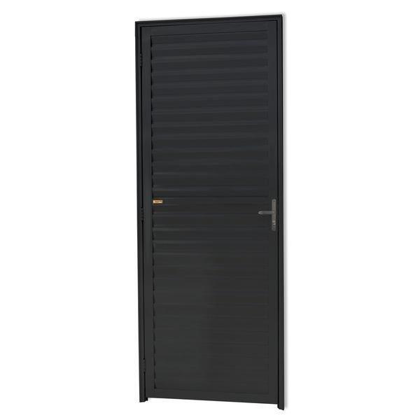 Porta De Alumínio Palheta Preta Maxx Esquerda - 210x60