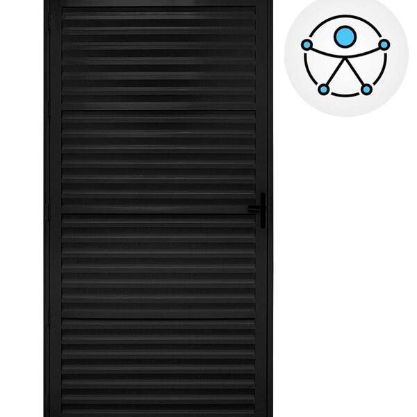 Porta De Alumínio Palheta Preto Max Acess Direita 210x115