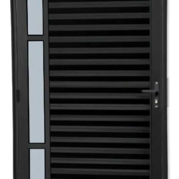 Porta De Aluminio Palheta Visor Lateral Linha Premium Preto