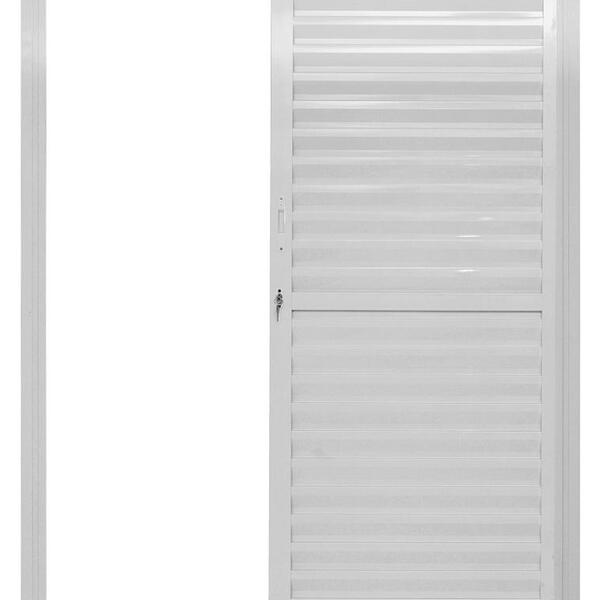Porta De Alumínio Parede Palheta Branco Direita - 210x175