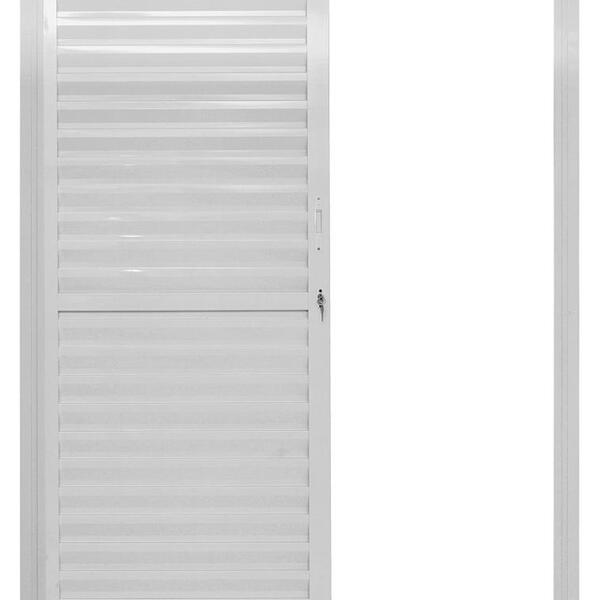 Porta De Alumínio Parede Palheta Branco Esquerda - 210x155